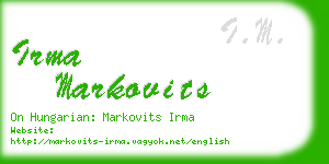 irma markovits business card